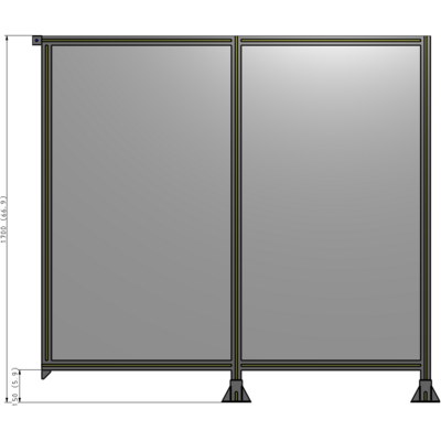 B6-1700-1800-0150-TYPFK DOUBLE PANEL-LEGS ON RIGHT AND CENTER, TIE PLATE ON LEFT 1700MM X 1800MM  1/4" POLYCARBONATE, AS KIT
