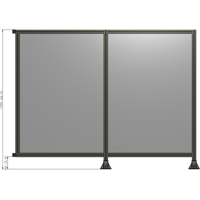 B6-1700-2200-0150-HYPFA DOUBLE PANEL-LEGS ON RIGHT AND CENTER WITH HINGES 1700MM X 2200MM  1/4" POLYCARBONATE, ASSEMBLED