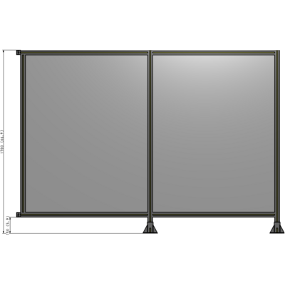 B6-1700-2400-0150-HYPFA DOUBLE PANEL-LEGS ON RIGHT AND CENTER WITH HINGES 1700MM X 2400MM  1/4" POLYCARBONATE, ASSEMBLED