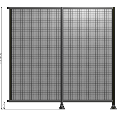 B6-2135-2200-0150-HYMFA DOUBLE PANEL-LEGS ON RIGHT AND CENTER WITH HINGES 2135MM X  2200MM  1" MESH, FULLY ASSEMBLED