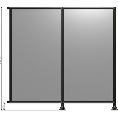 B6-2135-2200-0150-HYPFA DOUBLE PANEL-LEGS ON RIGHT AND CENTER WITH HINGES 2135MM X  2200MM  1/4" POLYCARBONATE, ASSEMBLED