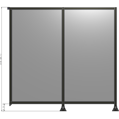 B6-2135-2200-0150-TYPFA DOUBLE PANEL-LEGS ON RIGHT AND CENTER, TIE PLATE ON LEFT 2135MM X  2200MM  1/4" POLYCARB, ASSEMBLED