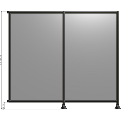 B6-2135-2400-0150-HYPFA DOUBLE PANEL-LEGS ON RIGHT AND CENTER WITH HINGES 2135MM X 2400MM  1/4" POLYCARBONATE, ASSEMBLED