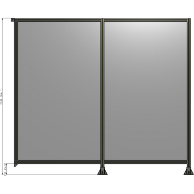 B6-2135-2400-0150-TYPFA DOUBLE PANEL-LEGS ON RIGHT AND CENTER, TIE PLATE ON LEFT 2135MM X 2400MM  1/4" POLYCARB, ASSEMBLED