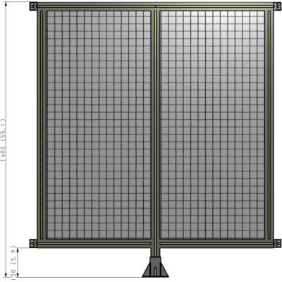 B7-1400-1200-0150-HYMFK DOUBLE PANEL-LEG IN CENTER AND HINGE CONNECTORS 1400MM X 1200MM  1" MESH, FULLY ASSEMBLED