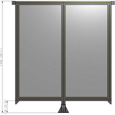 B7-1400-1200-0150-TYPFA DOUBLE PANEL-LEG IN CENTER AND TIE PLATE CONNECTORS 1400MM X 1200MM  1/4" POLYCARBONATE, AS KIT