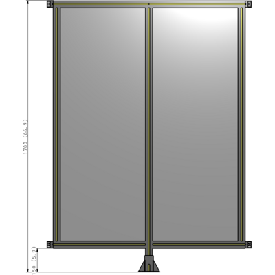 B7-1700-1200-0150-HYPFA DOUBLE PANEL-LEG IN CENTER AND HINGE CONNECTORS 1700MM X 1200MM  1/4" POLYCARBONATE, ASSEMBLED