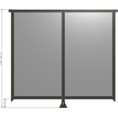 B7-1700-1800-0150-TYPFA DOUBLE PANEL-LEG IN CENTER AND TIE PLATE CONNECTORS 1700MM X 1800MM  1/4" POLYCARB, ASSEMBLED