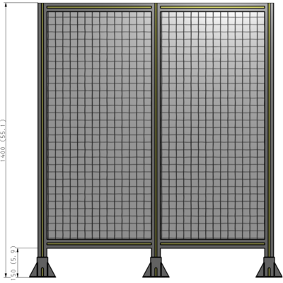 B8-1400-1200-0150-ZYMFK DOUBLE PANEL-3 LEGS 1400MM X 1200MM  1" MESH, AS A KIT