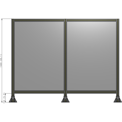 B8-1400-1800-0150-ZYPFA DOUBLE PANEL-3 LEGS  1400MM X 1800MM  1/4" POLYCARBONATE, FULLY ASSEMBLED