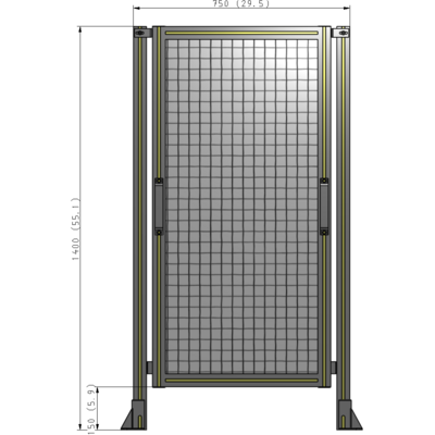 E3-1400-0750-0150-GYMTK SINGLE REMOVABLE PANEL WITH LEGS 1400MM X 750MM 1" MESH, AS A KIT