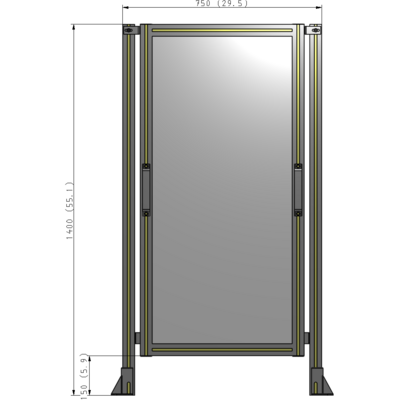 E3-1400-0750-0150-GYPTK SINGLE REMOVABLE PANEL WITH LEGS 1400MM X 750MM 1/4" POLYCARBONATE, AS A KIT