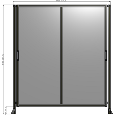 E4-2135-1900-0150-GYPTA DOUBLE REMOVABLE PANEL WITH LEGS  2135MM X 1900MM 1/4" POLYCARBONATE, FULLY ASSEMBLED