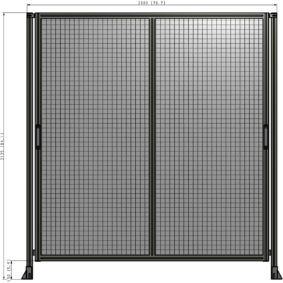 E4-2135-2000-0150-GYMTA DOUBLE REMOVABLE PANEL WITH LEGS  2135MM X 2000MM 1" MESH, FULLY ASSEMBLED