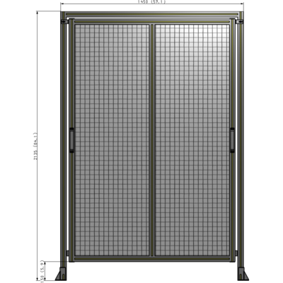 E6-2135-1450-0150-GYMTK DOUBLE REMOVABLE PANEL WITH LEGS AND A HEADER  2135MM X 1450MM 1" MESH, AS A KIT