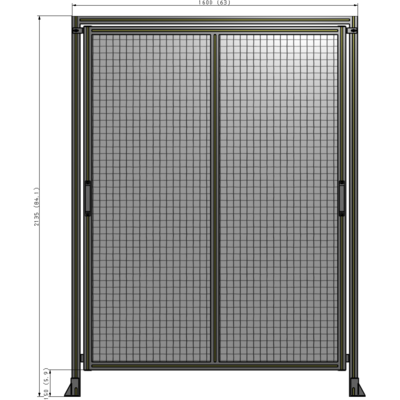 E6-2135-1600-0150-GYMTA DOUBLE REMOVABLE PANEL WITH LEGS AND A HEADER  2135MM X 1600MM 1" MESH, FULLY ASSEMBLED