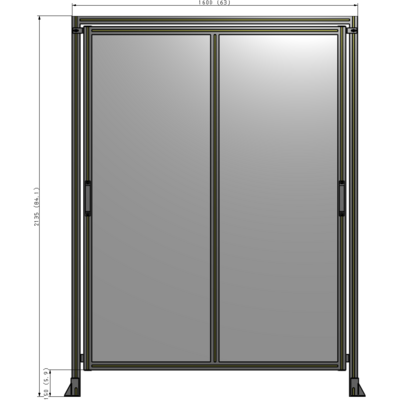 E6-2135-1600-0150-GYPTA DOUBLE REMOVABLE PANEL WITH LEGS AND A HEADER  2135MM X 1600MM 1/4" POLYCARBONATE, FULLY ASSEMBLED