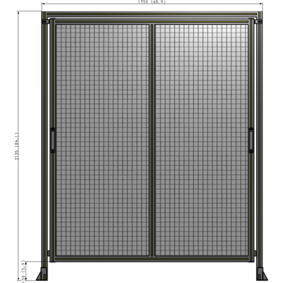 E6-2135-1750-0150-GYMTA DOUBLE REMOVABLE PANEL WITH LEGS AND A HEADER  2135MM X 1750MM 1" MESH, FULLY ASSEMBLED