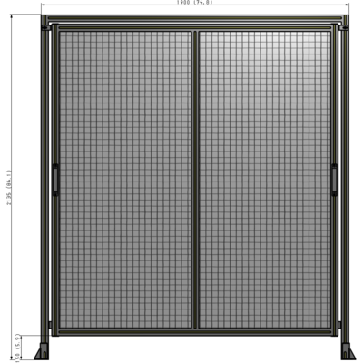 E6-2135-1900-0150-GYMTK DOUBLE REMOVABLE PANEL WITH LEGS AND A HEADER  2135MM X 1900MM 1" MESH, AS A KIT