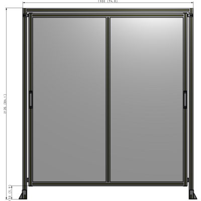 E6-2135-1900-0150-GYPTA DOUBLE REMOVABLE PANEL WITH LEGS AND A HEADER  2135MM X 1900MM 1/4" POLYCARBONATE, FULLY ASSEMBLED