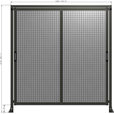 E6-2135-2000-0150-GYMTK DOUBLE REMOVABLE PANEL WITH LEGS AND A HEADER  2135MM X 2000MM 1" MESH, AS A KIT