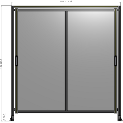 E6-2135-2000-0150-GYPTK DOUBLE REMOVABLE PANEL WITH LEGS AND A HEADER  2135MM X 2000MM 1/4" POLYCARBONATE, AS A KIT
