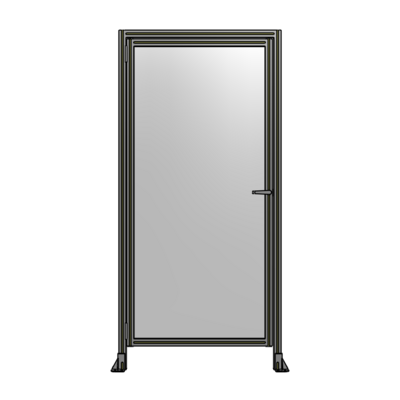 DOOR WITH HEADER, HANDLE WITH INTERNAL EGRESS ON RIGHT 2135MM X 1020MM 1/4" POLYCARBONATE, ASSEMBLED