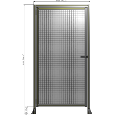 G1-2135-1100-0150-EYMTK DOOR WITH HEADER, HANDLE WITH INTERNAL EGRESS ON RIGHT 2135MM X 1100MM 1" MESH, AS A KIT