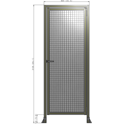G2-2135-0820-0150-EYMTA DOOR WITH HEADER, HANDLE WITH INTERNAL EGRESS ON LEFT 2135MM X 820MM 1" MESH, FULLY ASSEMBLED