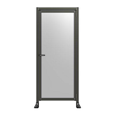 DOOR WITH HEADER, HANDLE WITH INTERNAL EGRESS ON LEFT 2135MM X 900MM 1/4" POLYCARBONATE, ASSEMBLED