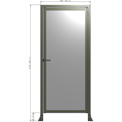 G2-2135-0920-0150-EYPTK DOOR WITH HEADER, HANDLE WITH INTERNAL EGRESS ON LEFT 2135MM X 920MM 1/4" POLYCARBONATE, AS A KIT