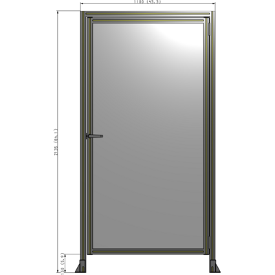 G2-2135-1100-0150-EYPTK DOOR WITH HEADER, HANDLE WITH INTERNAL EGRESS ON LEFT 2135MM X 1100MM 1/4" POLYCARBONATE, AS A KIT