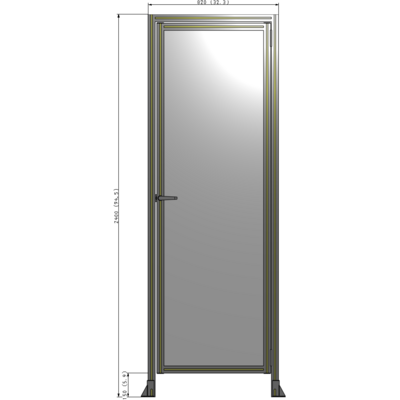 G2-2400-0820-0150-EYPTK DOOR WITH HEADER, HANDLE WITH INTERNAL EGRESS ON LEFT 2400MM X 820MM 1/4" POLYCARBONATE, AS A KIT