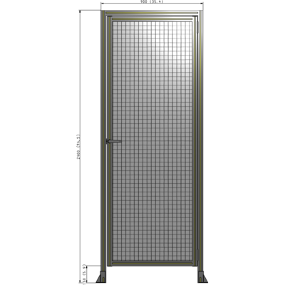 G2-2400-0900-0150-EYMTA DOOR WITH HEADER, HANDLE WITH INTERNAL EGRESS ON LEFT 2400MM X 900MM 1" MESH, ASSEMBLED