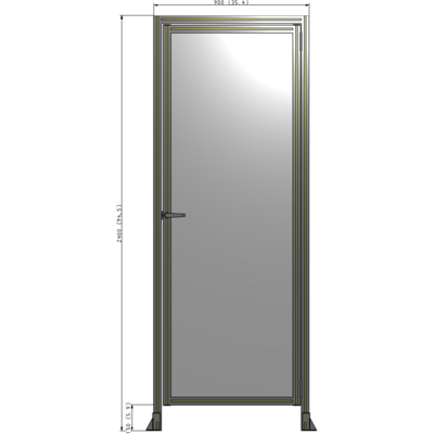 G2-2400-0900-0150-EYPTK DOOR WITH HEADER, HANDLE WITH INTERNAL EGRESS ON LEFT 2400MM X 900MM 1/4" POLYCARBONATE, AS A KIT