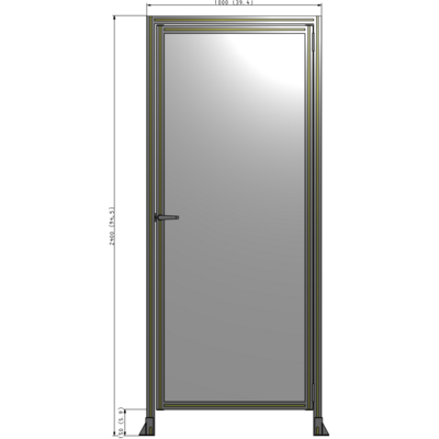 G2-2400-1000-0150-EYPTK DOOR WITH HEADER, HANDLE WITH INTERNAL EGRESS ON LEFT 2400MM X 1000MM 1/4" POLYCARBONATE, AS A KIT