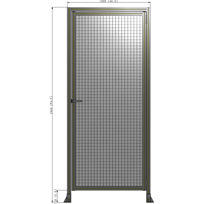 G2-2400-1020-0150-EYMTA DOOR WITH HEADER, HANDLE WITH INTERNAL EGRESS ON LEFT 2400MM X 1020MM 1" MESH, ASSEMBLED