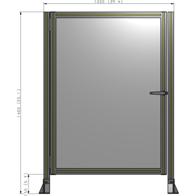 G5-1400-1000-0150-EYPTA DOOR-ROBUST FRAME, HANDLE/INTERNAL EGRESS ON RIGHT 1400MM X 1000MM 1/4" POLYCARBONATE, ASSEMBLED