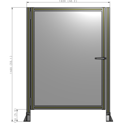 G5-1400-1020-0150-EYPTA DOOR-ROBUST FRAME, HANDLE/INTERNAL EGRESS ON RIGHT 1400MM X 1020MM 1/4" POLYCARBONATE, ASSEMBLED