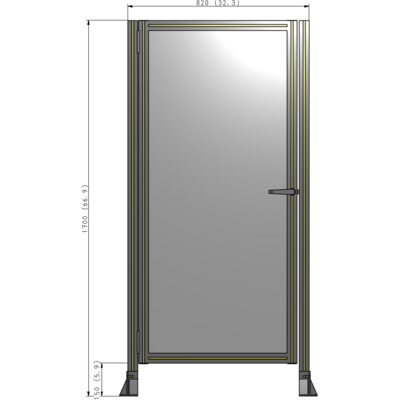 G5-1700-0820-0150-EYPTK DOOR-ROBUST FRAME, HANDLE/INTERNAL EGRESS ON RIGHT 1700MM X 820MM 1/4" POLYCARBONATE, ASSEMBLED