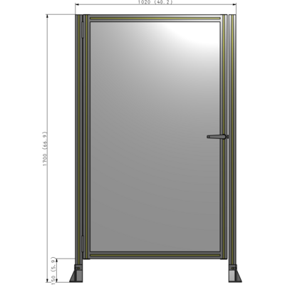 G5-1700-1020-0150-EYPTA DOOR-ROBUST FRAME, HANDLE/INTERNAL EGRESS ON RIGHT 1700MM X 1020MM 1/4" POLYCARBONATE, ASSEMBLED
