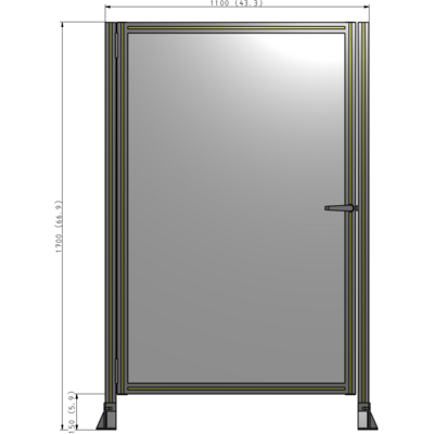 G5-1700-1100-0150-EYPTK DOOR-ROBUST FRAME, HANDLE/INTERNAL EGRESS ON RIGHT 1700MM X 1100MM 1/4" POLYCARBONATE, AS A KIT