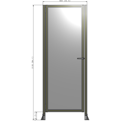 G5-2135-0820-0150-EYPTA DOOR-ROBUST FRAME, HANDLE/INTERNAL EGRESS ON RIGHT 2135MM X 820MM 1/4" POLYCARBONATE, ASSEMBLED