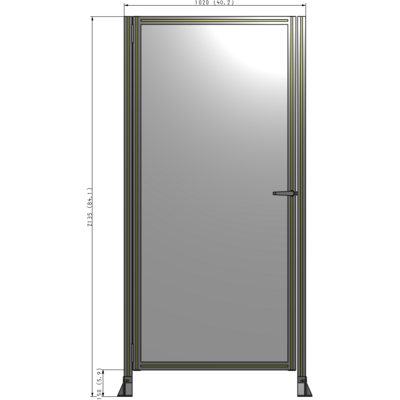 G5-2135-1020-0150-EYPTA DOOR-ROBUST FRAME, HANDLE/INTERNAL EGRESS ON RIGHT 2135MM X 1020MM 1/4" POLYCARBONATE, ASSEMBLED