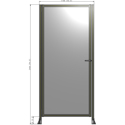 G5-2400-1100-0150-EYPTA DOOR-ROBUST FRAME, HANDLE/INTERNAL EGRESS ON RIGHT 2135MM X 1100MM 1/4" POLYCARBONATE, ASSEMBLED