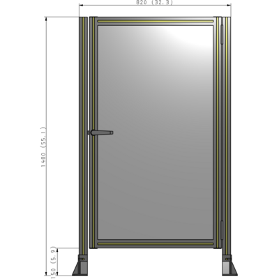 G6-1400-0820-0150-EYPTK DOOR-ROBUST FRAME, HANDLE/INTERNAL EGRESS ON LEFT 1400MM X 820MM 1/4" POLYCARBONATE, AS A KIT