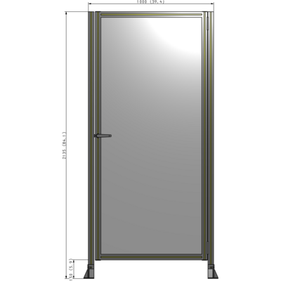 G6-2135-1000-0150-EYPTK DOOR-ROBUST FRAME, HANDLE/INTERNAL EGRESS ON LEFT 2135MM X 1000MM 1/4" POLYCARBONATE, AS A KIT