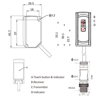 OSM41-K2500CBLI6 ELCO DISTANCE SENSOR(TOF), OSM41-SERIES, INFARED LASER + LASER INDICATION, OR:50-2500MM, RES: 3MM, NPN/PNP, ANALOG 4-20 MA, 10-30VDC,  2M CABLE