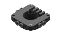 GIMATIC TOOL CHANGER FLANGE FOR QUICK CHANGER WITH 6 INTEGRATED PNEUMATIC CONNECTIONS FOR 6 MM DIAMETER PIPE AND CENTERING SLEEVES
