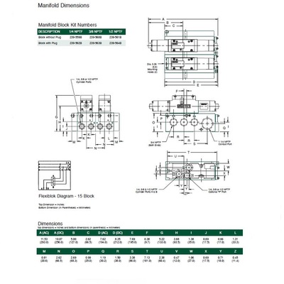 239-560 NUMATICS/AVENTICS MANIFOLD BLOCK 125 SERIES 3/8" NPT S/B PORTS NO PLUG (15/25)